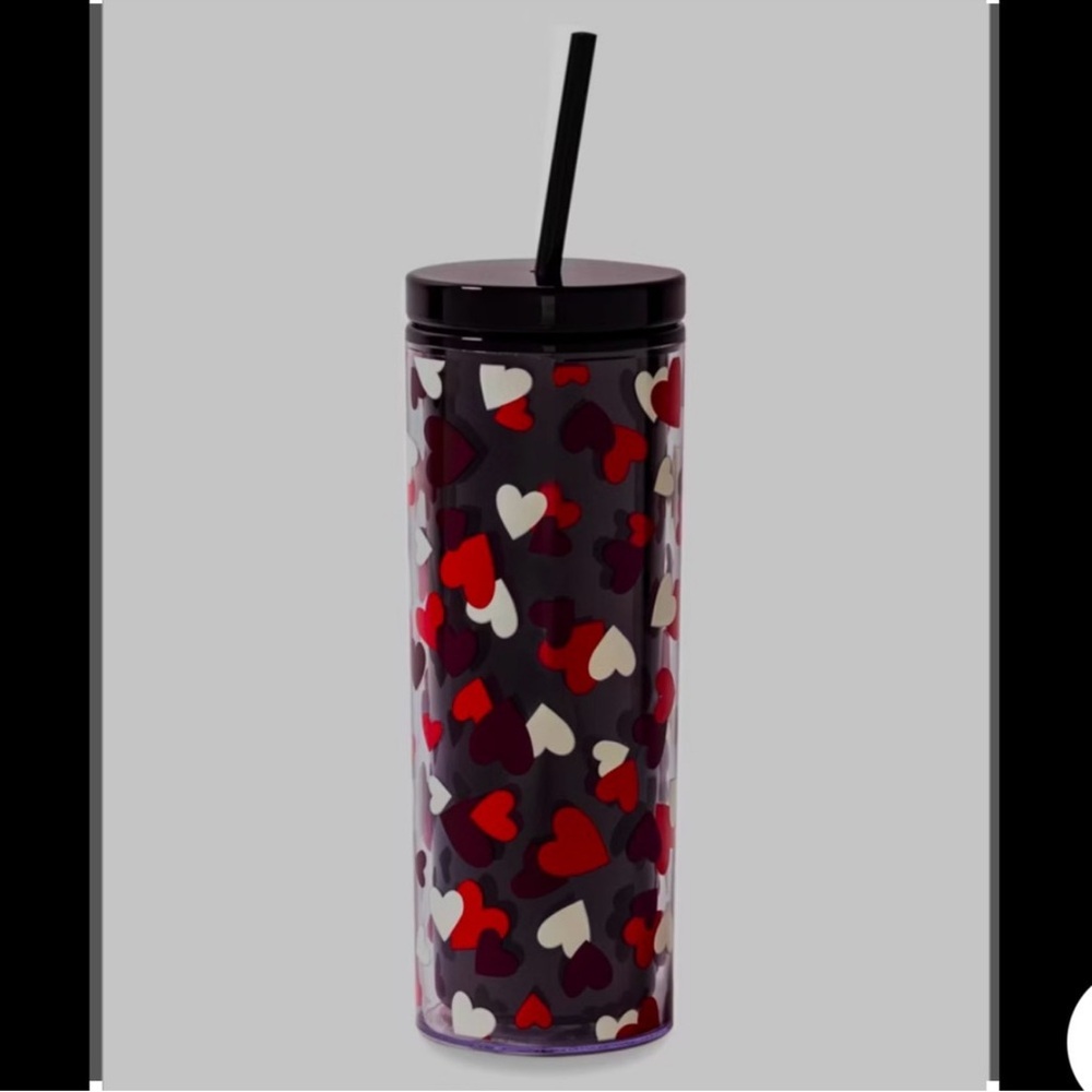 Kate Spade Celebration of Hearts Patterned Tumbler with Straw